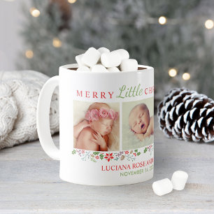 Merry Little KerstNewborn Baby Girl Foto Koffiemok