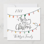 Merry Little Kerstscript Tree Lights 3 Foto Feestdagenkaart (Voorkant)