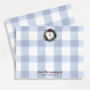 Merry Little Nursery Blauwe Gingham Briefkaart