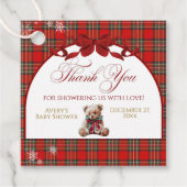 Merry Little Red Bow Christmas Plaid  Bedankjes Labels (Voorkant)