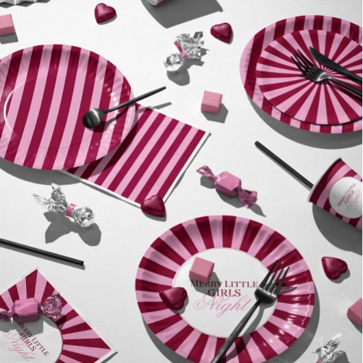 Merry little red stripe Christmas Party Invitation