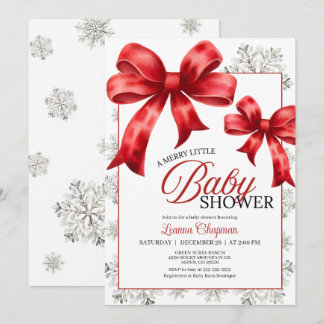 Merry Little Snowy Winter Baby shower Invitation Kaart