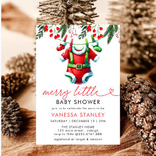 Merry Little Winter Christmas Santa Baby shower Kaart