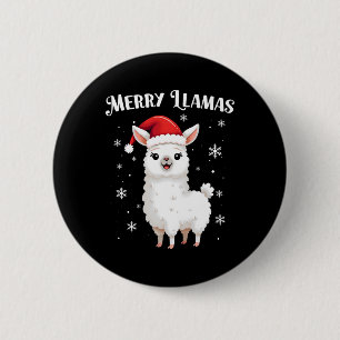 Merry Llamas Funny Christmas Llama Animal Holiday Ronde Button 5,7 Cm