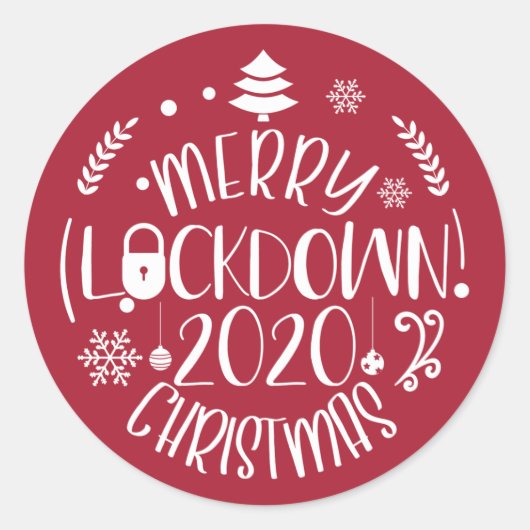 Merry lockdown 2020 Kerstmis Ronde Sticker (Voorkant)