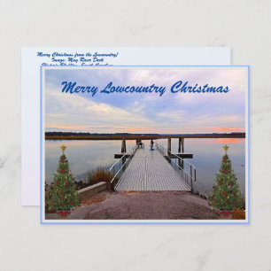 Merry Lowcountry Kerstblauwvintonijn South Carolin Feestdagenkaart
