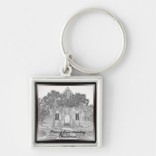 Merry Lowcountry Kerstmis Bluffton Church Sleutelhanger