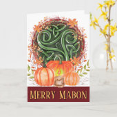 Merry Mabon Celtic Triskelion Herfst Pumpkins Kaart (Gele Bloem)