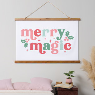 Merry Magic - Kleurrijke vakantietypografie Hangend Wandkleed