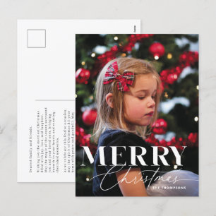 Merry Magic Script Serif Kerstmis Portret Foto Feestdagenkaart