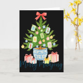 Merry Mahjong Christmas Tree Chinoiserie Holiday Kaart (Gele Bloem)