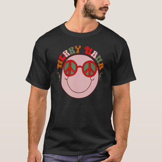 Merry Mama Happy Face Sunglass Peace Sign Merry Ch T-shirt (Voorkant)