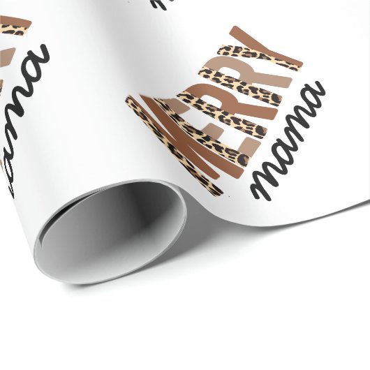 "Merry Mama" Modern kleurenblok Leopard Boho Cadeaupapier (Rol Hoek)