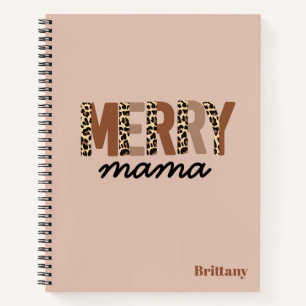 "Merry Mama" Modern kleurenblok Leopard Boho Notitieboek