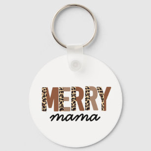 "Merry Mama" Modern kleurenblok Leopard Boho Sleutelhanger