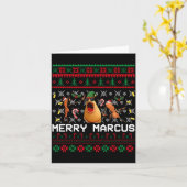 Merry Marcus Ugly Christmas Sweater Funny The Worm Kaart (Gele Bloem)