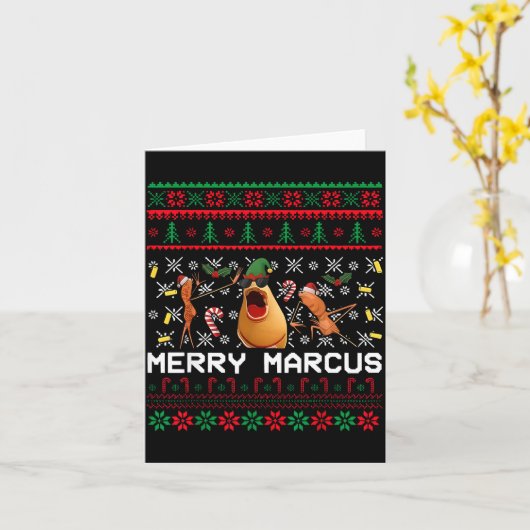 Merry Marcus Ugly Christmas Sweater Funny The Worm Kaart (Gele Bloem)