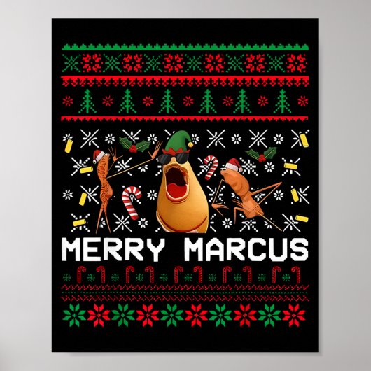 Merry Marcus Ugly Christmas Sweater Funny The Worm Poster (Voorkant)
