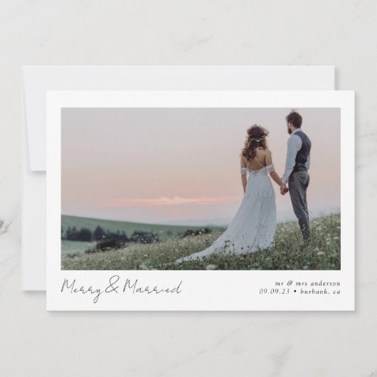 Merry & Married 2 Fotokalligrafie Trouwen Feestdagenkaart (Voorkant)