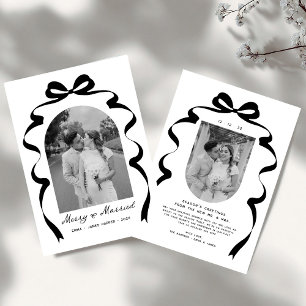 Merry & Married Bow Foto Kerst Passen getrouwd Feestdagenkaart