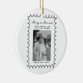 Merry & Married Bow Foto Kerst Passen getrouwd Keramisch Ornament (Rechts)