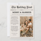 Merry & Married Christmas Newspaper Feestdagenkaart (Voorkant)