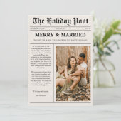 Merry & Married Christmas Newspaper Feestdagenkaart (Staand voorkant)