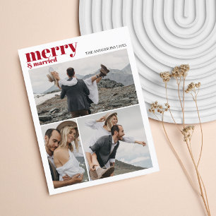 Merry & Married Christmas Passen getrouwd Fotocoll Feestdagenkaart
