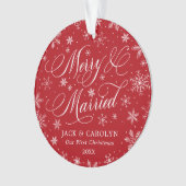Merry & Married First Christmas Foto Ornament (voorkant)