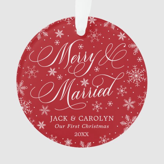 Merry & Married First Christmas Foto Ornament (voorkant)