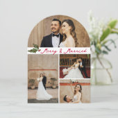 Merry & Married Handgeschreven 5 Foto Kerst Kaart (Staand voorkant)