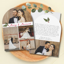 Merry & Married Handgeschreven Kerstkaart met 5 fo