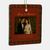 Merry & Married Newlywed First Christmas Photo Keramisch Ornament (Rechts)