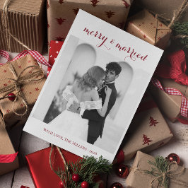 Merry & Married - Personalized Newlywed Christmas Feestdagenkaart