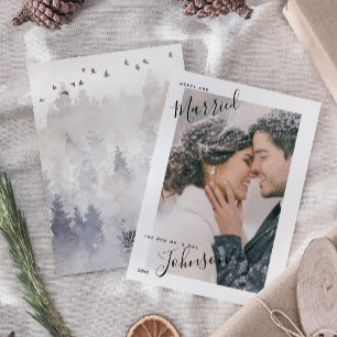 Merry & Married Script Name Photo Christmas Card Feestdagenkaart