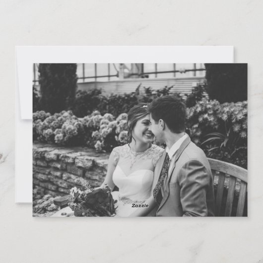 Merry Married White Script Overlay Weddenfoto Feestdagenkaart (Achterkant)