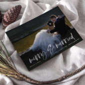 Merry Married White Script Photo Holiday Briefkaar Briefkaart