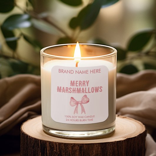 Merry Marshmallows | Étiquettes de bougies moderne
