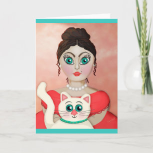 Merry Matron & Mewl Master (gentlewoman) Feestdagen Kaart