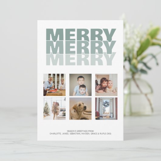Merry Merry Foto Kerstmis gepersonaliseerd Feestdagenkaart (Staand voorkant)