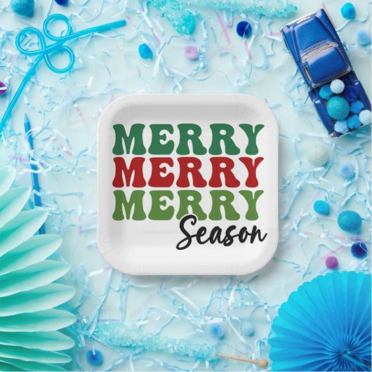 Merry Merry Season - Retro Holiday Art Papieren Bordje (Feest)
