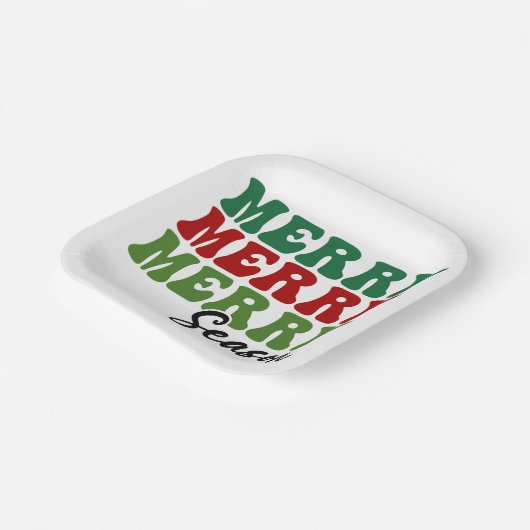 Merry Merry Season - Retro Holiday Art Papieren Bordje (Gebogen)