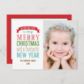Merry Message Holiday Photo Card Briefkaart - Whit (Voorkant / Achterkant)