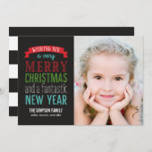 Merry Message Holiday Photo Card - zwart Feestdagenkaart (Voorkant / Achterkant)