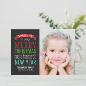 Merry Message Holiday Photo Card - zwart Feestdagenkaart (Staand voorkant)