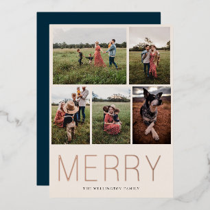 Merry minimalist 5 Photo Folie Holiday Card Feestdagenkaart