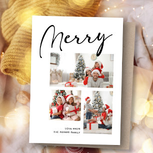 Merry minimalist Drie-kerstfotocollage Feestdagenkaart