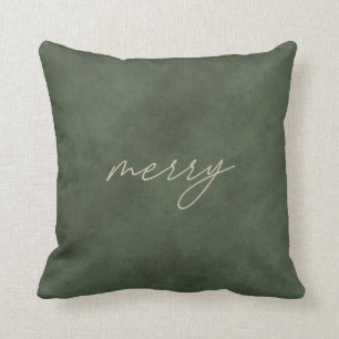 Merry: Minimalistische Dusty Green Velvet kerst Kussen