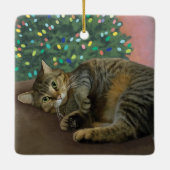 Merry Mischief - Kerst Kat Keramisch Ornament (Achterkant)