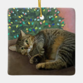 Merry Mischief - Kerst Kat Keramisch Ornament (Voorkant)